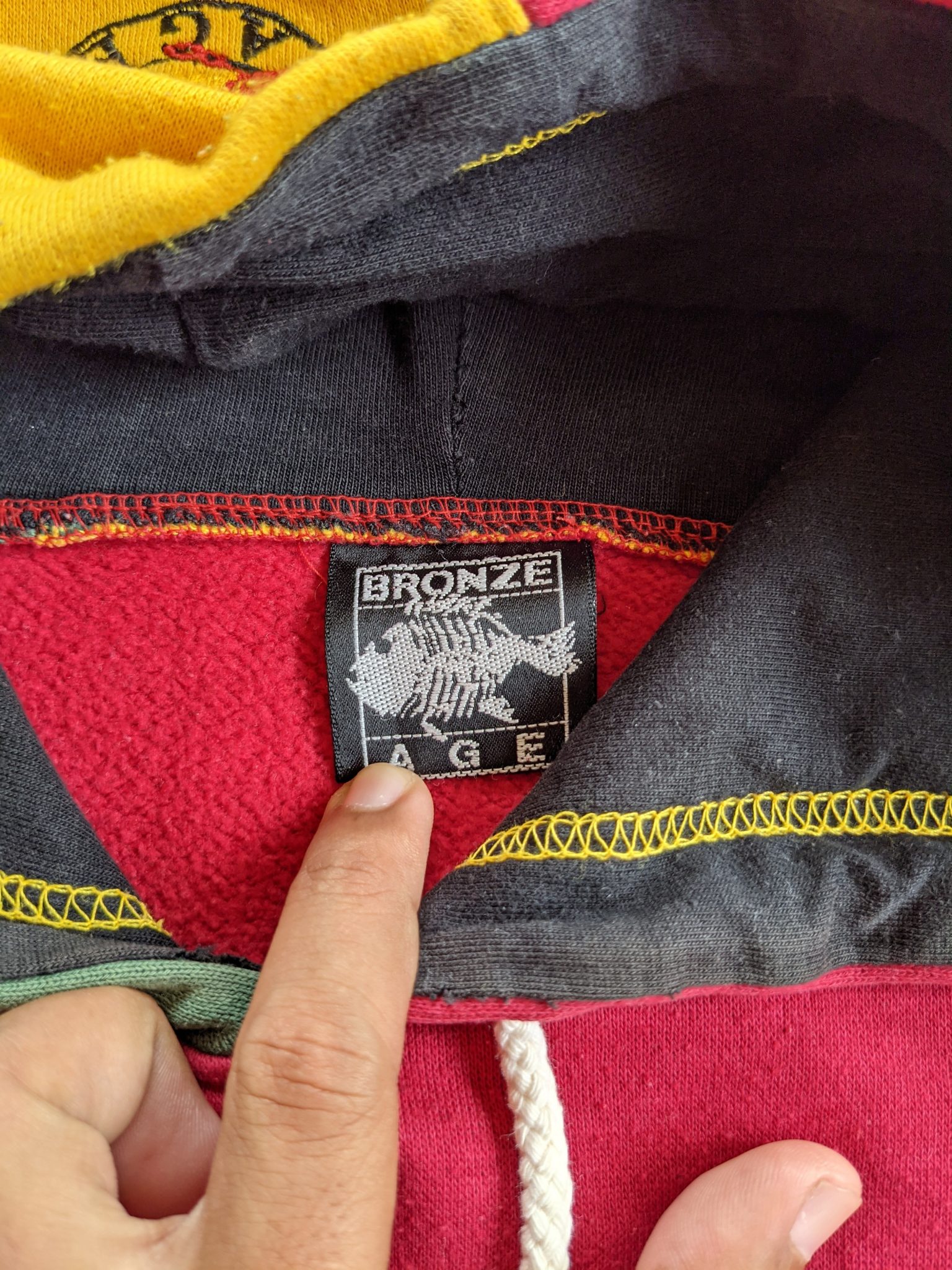 Vintage Bronze Age skateboard rasta hoodie multicolor BIDSTITCH